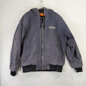 CornerStone Mens Duck Canvas Hooded Chore Jacket Gray Workwear Coat Size L